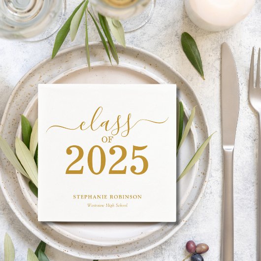 Klasse van 2025 Gold Script-Afstuderen Servet
