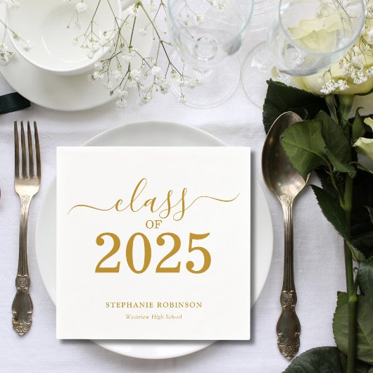 Klasse van 2025 Gold Script-Afstuderen Servet