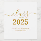 Klasse van 2025 Gold Script-Afstuderen Wijn Etiket (Enkel label)