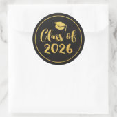Klasse van 2025 Gold Script Circle Afstuderen Favo Ronde Sticker (Tas)