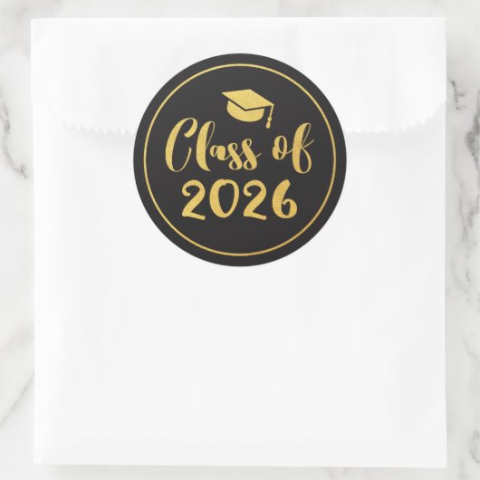 Klasse van 2025 Gold Script Circle Afstuderen Favo Ronde Sticker (Tas)