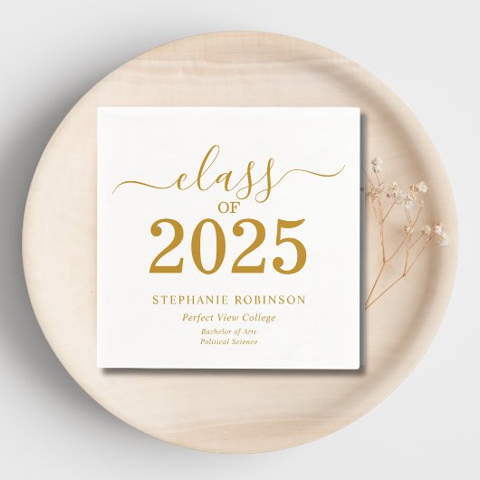 Klasse van 2025 Gold Script College Afstuderen Servet