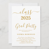 Klasse van 2025 Gold Script Graduation Party Kaart (Voorkant)