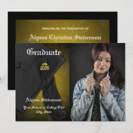 Klasse van 2025 Gold Tassel College Foto Afstudere Kaart