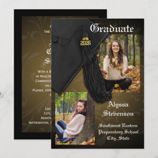 Klasse van 2025 Gold Tassel Waardig Afstuderen Kaart (Voorkant / Achterkant)