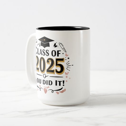 Klasse van 2025 Goud Afstuderen Mok - (Voorkant links)