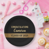 Klasse van 2025 Goud Gefeliciteerd Afstuderen Papieren Bordje (Feest)