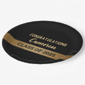 Klasse van 2025 Goud Gefeliciteerd Afstuderen Papieren Bordje (Gekanteld)