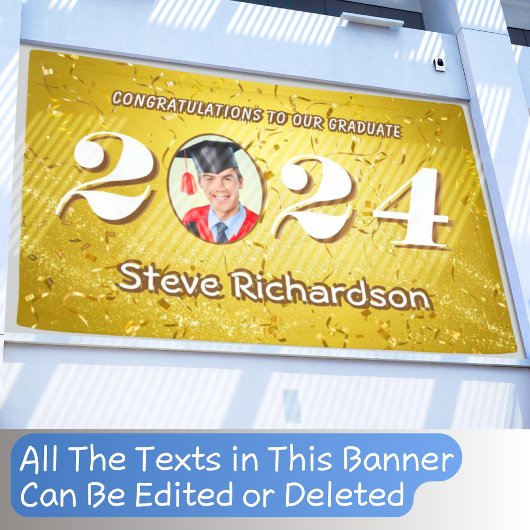 Klasse van 2025 Gouden Confetti Glitters Custom Ph Spandoek
