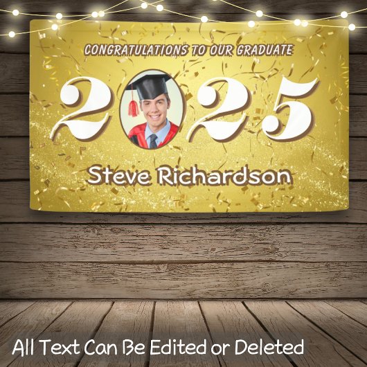 Klasse van 2025 Gouden Confetti Glitters Custom Ph Spandoek