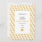 Klasse van 2025 gouden en witte afstudeercap party kaart (Achterkant)