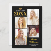 Klasse van 2025 gouden en zwarte afstudeercap part kaart (Voorkant)