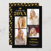 Klasse van 2025 gouden en zwarte afstudeercap part kaart (Voorkant / Achterkant)