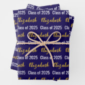 Klasse van 2025 Graduate's Name Blue White Gold Inpakpapier Vel (In situ)
