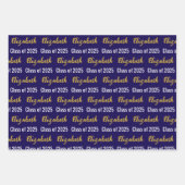 Klasse van 2025 Graduate's Name Blue White Gold Inpakpapier Vel (Voorkant)