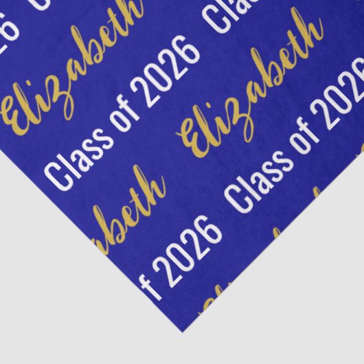 Klasse van 2025 Graduate's Name Dark Blue White Go Tissuepapier (Detail)