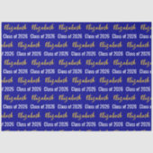 Klasse van 2025 Graduate's Name Dark Blue White Go Tissuepapier (Voorkant)