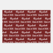 Klasse van 2025 Graduate's Name Dark Red en White Inpakpapier Vel (Voorkant)