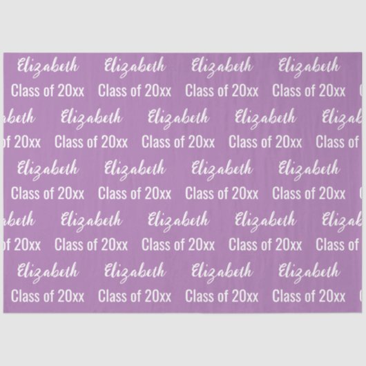 Klasse van 2025 Graduate's Name Lavendel en Wit Tissuepapier (Voorkant)