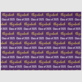 Klasse van 2025 Graduate's Name Paarse White Gold Tissuepapier