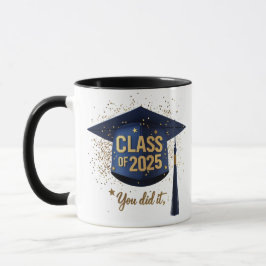 Klasse van 2025 Graduation Cap Mok – Blauw & Goud
