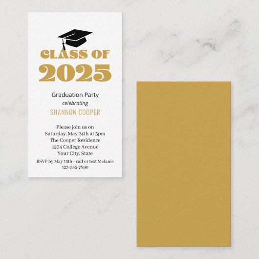 Klasse van 2025 Graduation Party Invitation Invoeg Informatiekaartje (Voorkant / Achterkant)