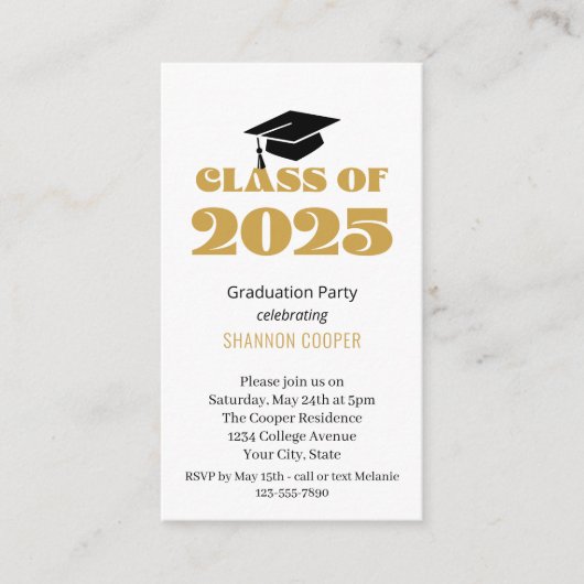 Klasse van 2025 Graduation Party Invitation Invoeg Informatiekaartje (Voorkant)