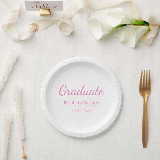 Klasse van 2025 Graduation Party Pink Typography Papieren Bordje (Huwelijk)