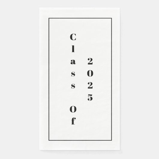 Klasse van 2025 Graduation Party Zwart Wit Minimal Servet (Voorkant)