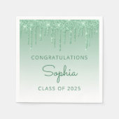 Klasse van 2025 Green Glitter Drip Afstuderen Servet (Voorkant)