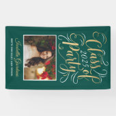 Klasse van 2025 Green Gold Graduation Party Foto Spandoek (Horizontaal)