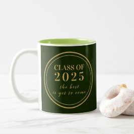 Klasse van 2025 Green Gold Monogram Afstuderen Two Tweekleurige Koffiemok