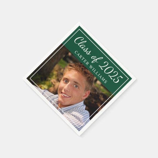 Klasse van 2025 Green Graduation Party Foto Servetten (Hoek)