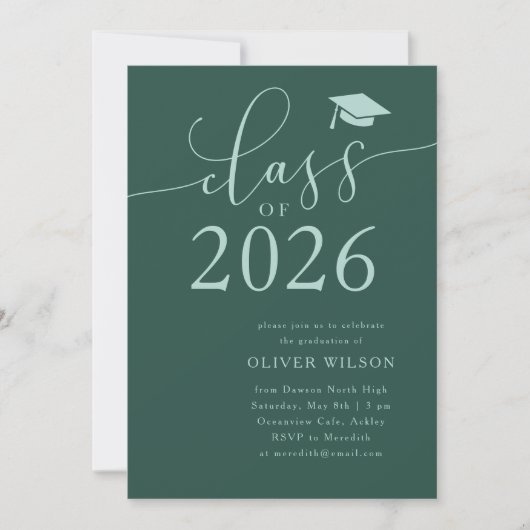 Klasse van 2025 Green Graduation Party Kaart (Voorkant)