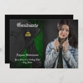 Klasse van 2025 Green Tassel Photo Afstuderen Kaart (Voorkant / Achterkant)
