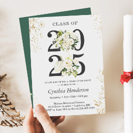 Klasse van 2025 Greenery Bloemen Afstudeerfeest Kaart