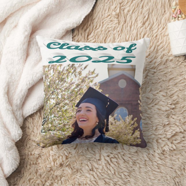 Klasse van 2025 groen script afstuderen foto kussen (Deken)