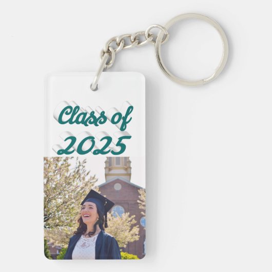 Klasse van 2025 groen script afstuderen foto sleutelhanger (achterkant)