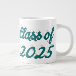 Klasse van 2025 groen script afstuderen grote koffiekop