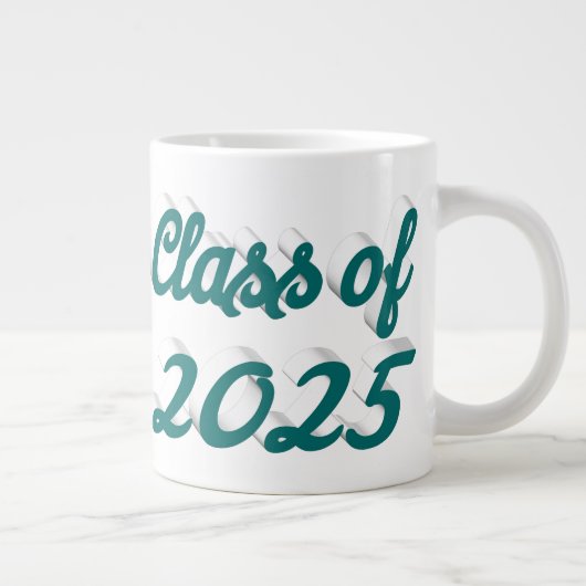 Klasse van 2025 groen script afstuderen grote koffiekop (Rechts)