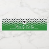Klasse van 2025 Groene en Zwarte Chevrons Afstuder Waterfles Etiket (Enkel label)