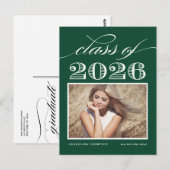 Klasse van 2025 Groene Foto Afstuderen Briefkaart (Voorkant / Achterkant)
