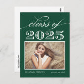 Klasse van 2025 Groene Foto Afstuderen Briefkaart (Voorkant / Achterkant)