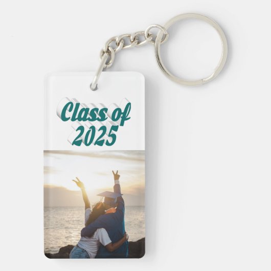 Klasse van 2025 groene tekst afstuderen foto sleutelhanger (achterkant)