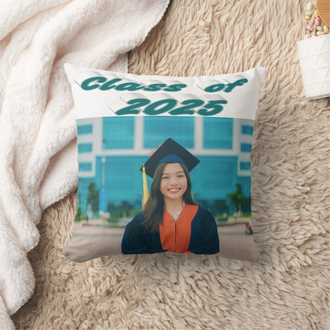 Klasse van 2025 groene typografie afstuderen foto kussen (Deken)