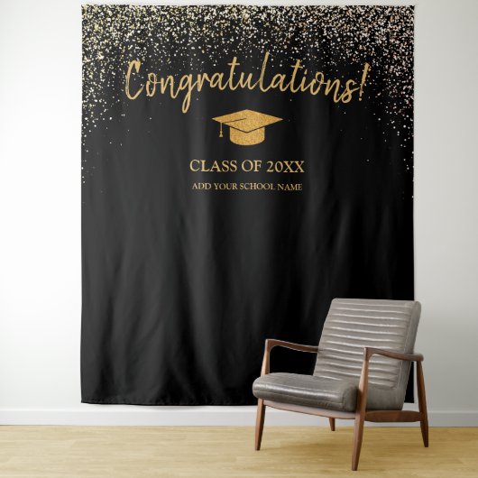 Klasse van 2025 High School Afstuderen Achtergrond Wandkleed (In situ)