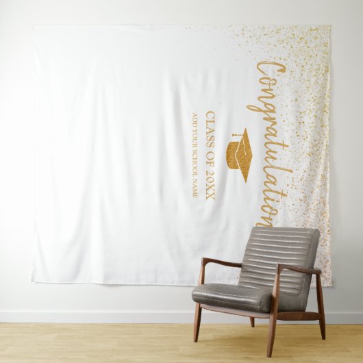 Klasse van 2025 High School Afstuderen Achtergrond Wandkleed (In Situ (horizontaal))