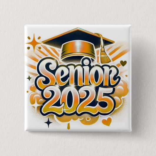 Klasse van 2025 High School Afstuderen Senior 2025 Vierkante Button 5,1 Cm (Voorkant)