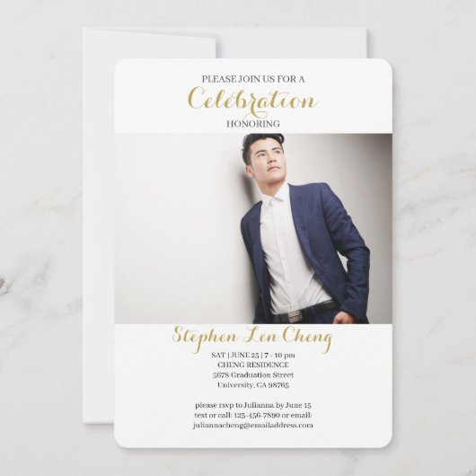 Klasse van 2025 Houtskool Afstuderen Fotouitnodigi Kaart (Achterkant)