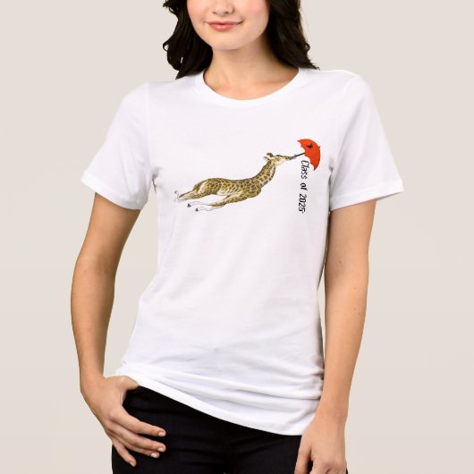Klasse van 2025 Huidig Jaar Schattigee Giraffe Par Tri-Blend Shirt (Voorkant)